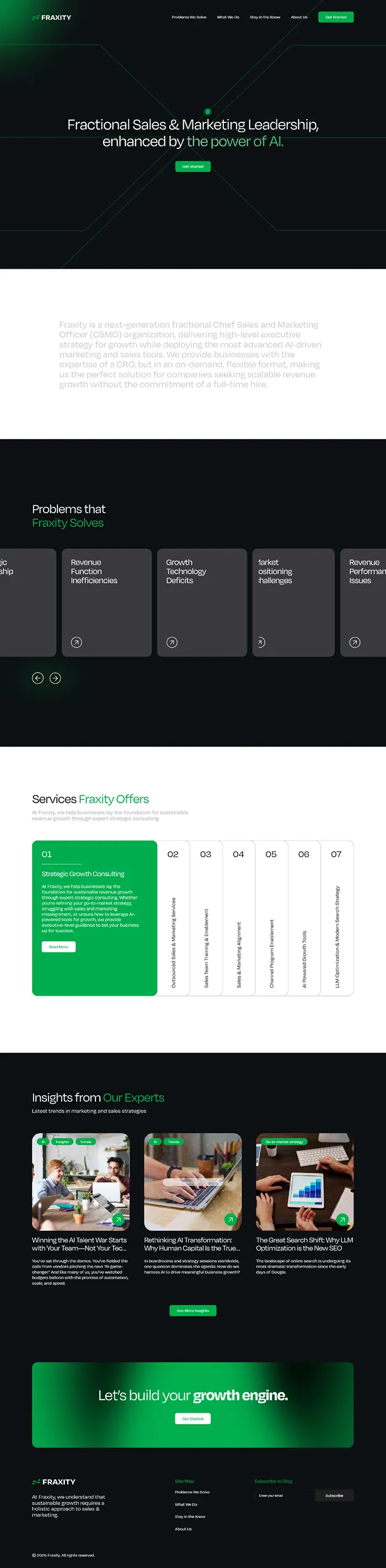 Full-page view of the Fraxity.ai Webflow website